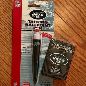 NWT - JETS football talking ballpoint pen and team playing cards- Official NFL